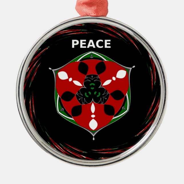 Ornamento De Metal "Peace: with Shield Emblem" Art Impressão (Frente)