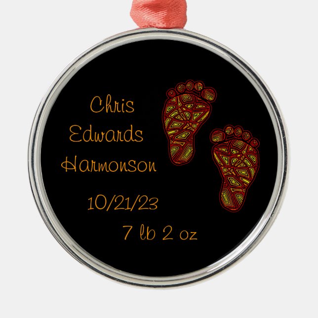 Ornamento De Metal Pegadas de Bebê (Frente)