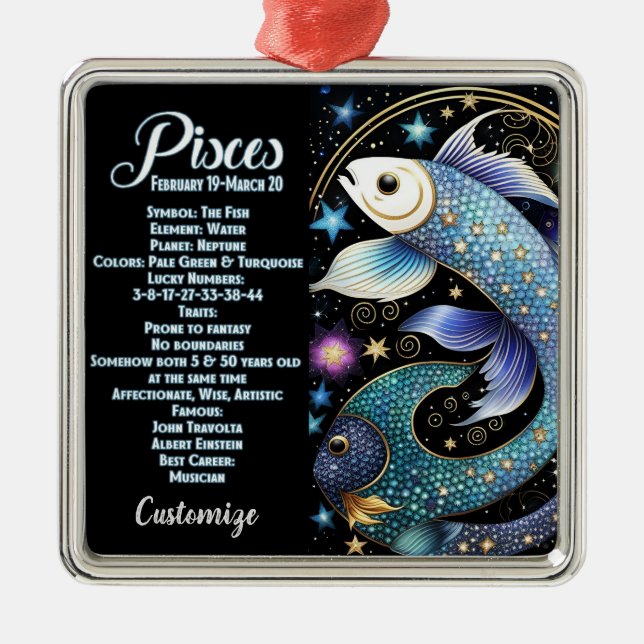 Ornamento De Metal Peixes Zodiac personalizados Jewel Galaxy (Frente)