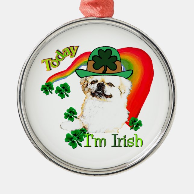 Ornamento De Metal Pekingnese St Patricks (Frente)