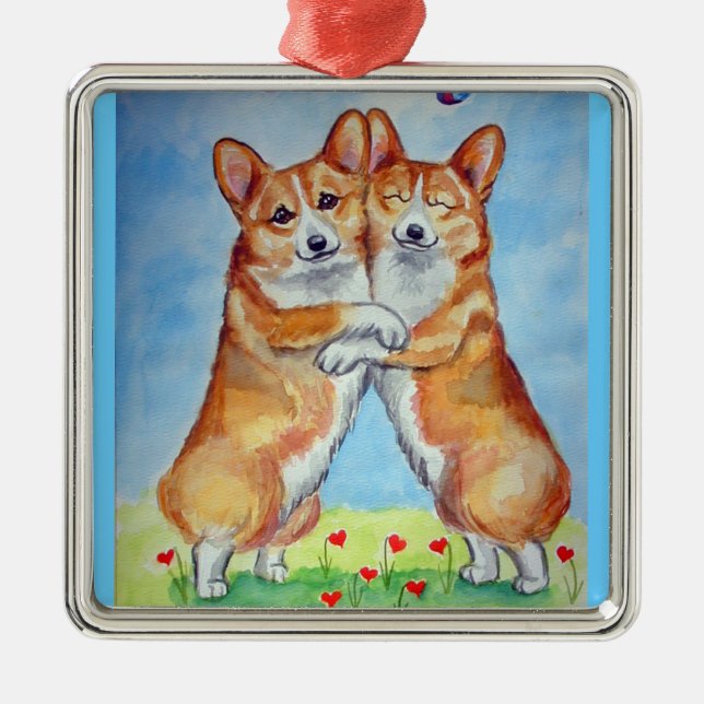 Ornamento De Metal Pembroke Welsh Corgi Ornament Square Premium (Frente)