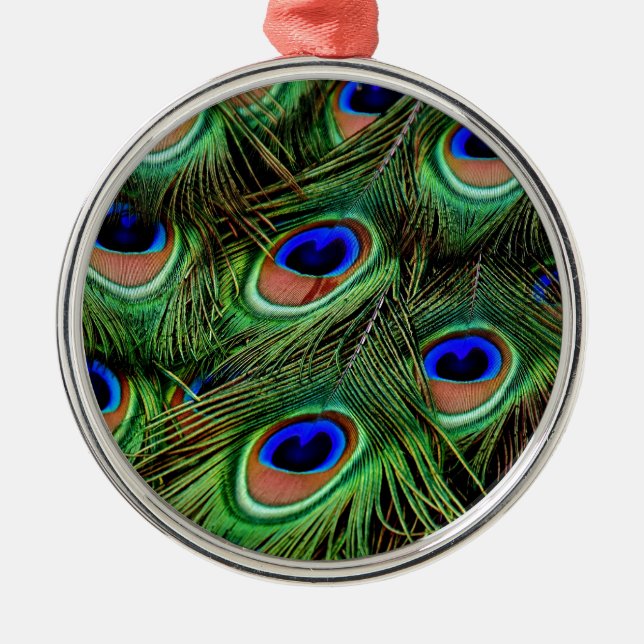 Ornamento De Metal Penas de Peacock (Frente)
