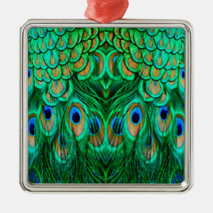 Ornamento De Metal Penas de Peacock Gloriosas