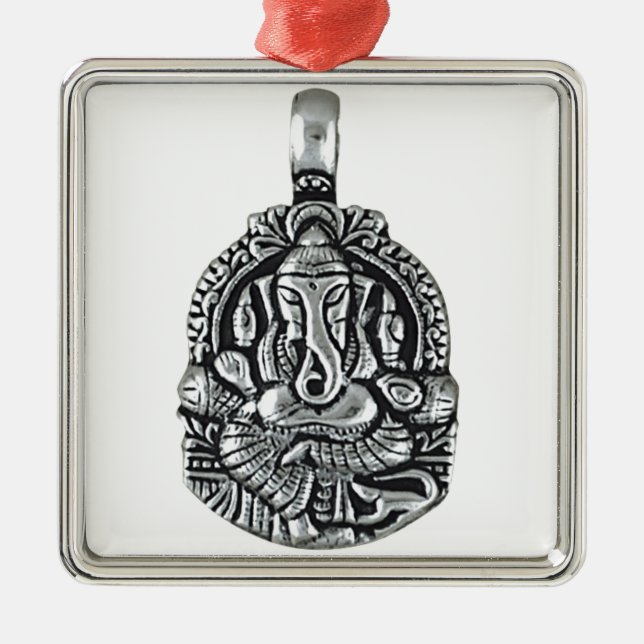 ORNAMENTO DE METAL PENDENTE DE PRATA DE GANESH (Frente)
