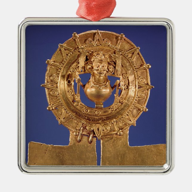 Ornamento De Metal Pendente que representa um disco do sol, Zaachila (Frente)
