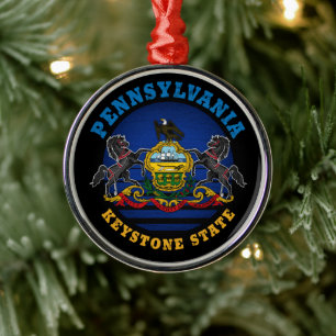 ORNAMENTO DE METAL PENNSYLVANIA KEYSTONE STATE FLAG TIE