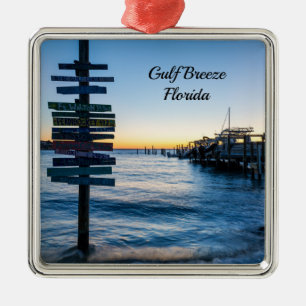 Ornamento De Metal Pensacola Bay Sinal Sunset Por Dock Premium Orname
