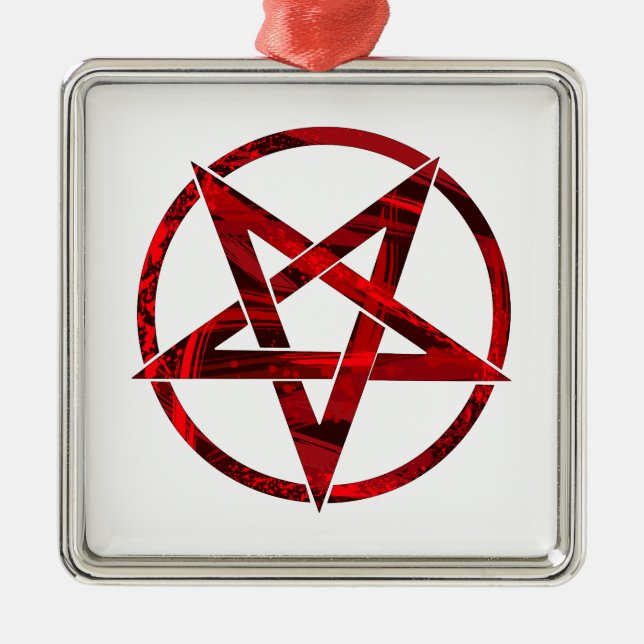 Ornamento De Metal Pentagrama do Diabo Vermelho (Frente)