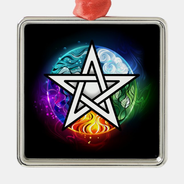 Ornamento De Metal Pentagrama do Wiccan (Frente)