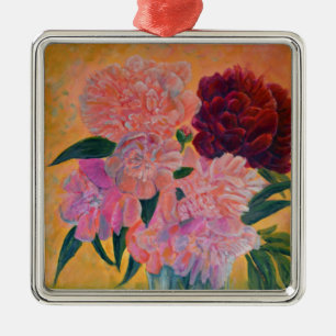 Ornamento De Metal Peony buquê - Pintura de Peonies