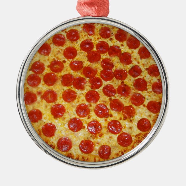 Ornamento De Metal Pepperoni Pizza (Frente)