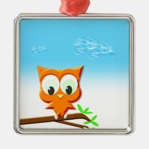 Ornamento De Metal Pequena Coruja em um Ramo