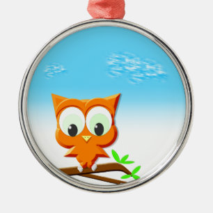 Ornamento De Metal Pequena Coruja em um Ramo