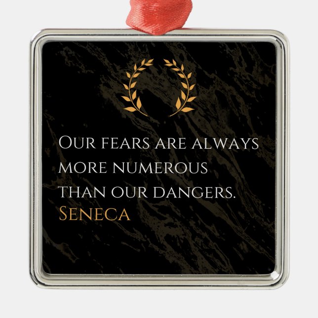 Ornamento De Metal Percepção do Seneca: Medos comparados aos perigos  (Frente)