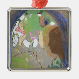 Ornamento De Metal Perfil de uma mulher em uma janela, c.1912