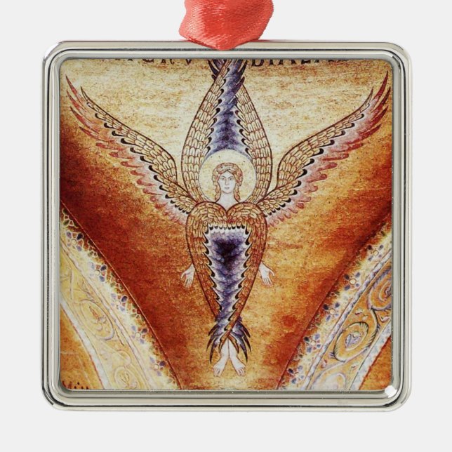 Ornamento De Metal Pergaminho castanho MOSAIC ANGEL, Rubi Vermelho (Frente)