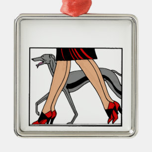 Ornamento De Metal Pernas Art Deco Mulheres Greyhound Whippet Cão R