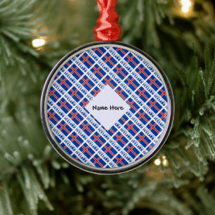 Ornamento De Metal Personalização Preta da Bandeira Islandesa em Azul