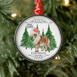 Ornamento De Metal Personalizado Cavalo Aquarela Natal