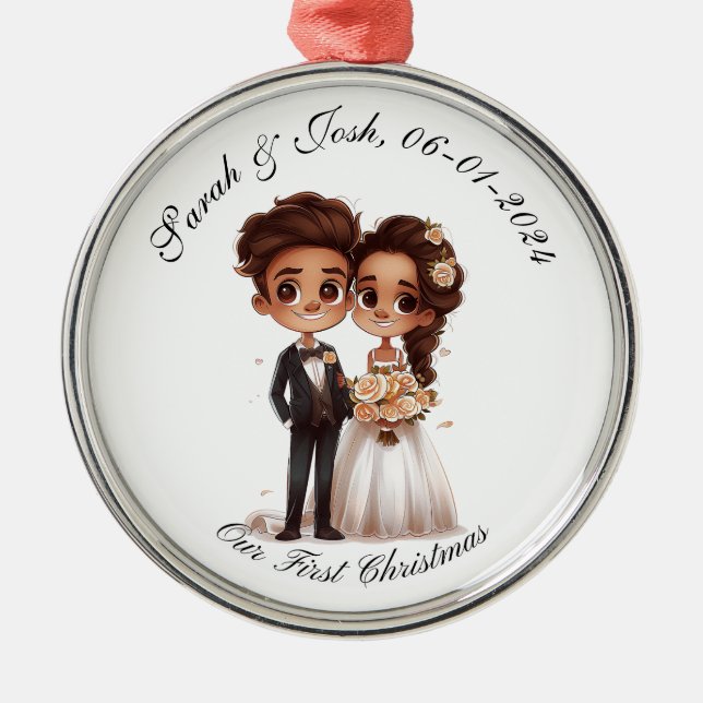 Ornamento De Metal Personalizado, Nosso Primeiro presente personaliza (Frente)