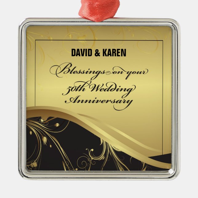 Ornamento De Metal Personalizar, 50º Aniversário Religioso (Frente)