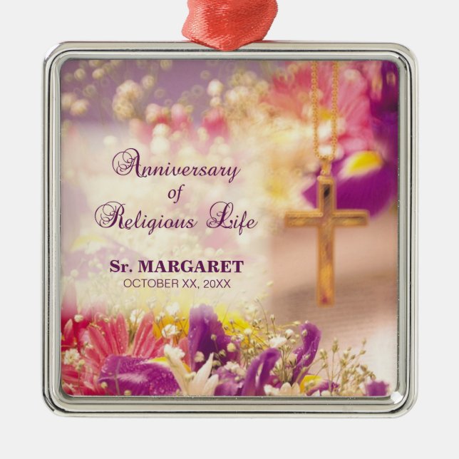 Ornamento De Metal Personalizar, Aniversário da Vida Religiosa, freir (Frente)