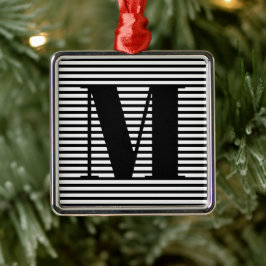 Ornamento De Metal Personalizar faixas iniciais do monograma no Natal