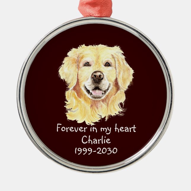 Ornamento De Metal Personalizar Foto Memorial Keepsasasaara Pet Dog C (Frente)