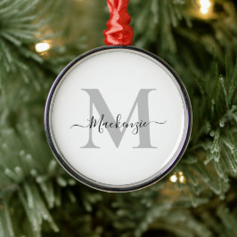 Ornamento De Metal Personalizar Monograma Nome Inicial Premium