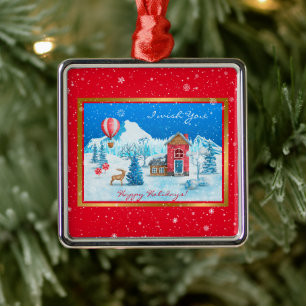Ornamento De Metal Personalizar Paisagem de Neve