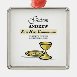Ornamento De Metal Personalizável, Chalice da Primeira Comunhão Godso