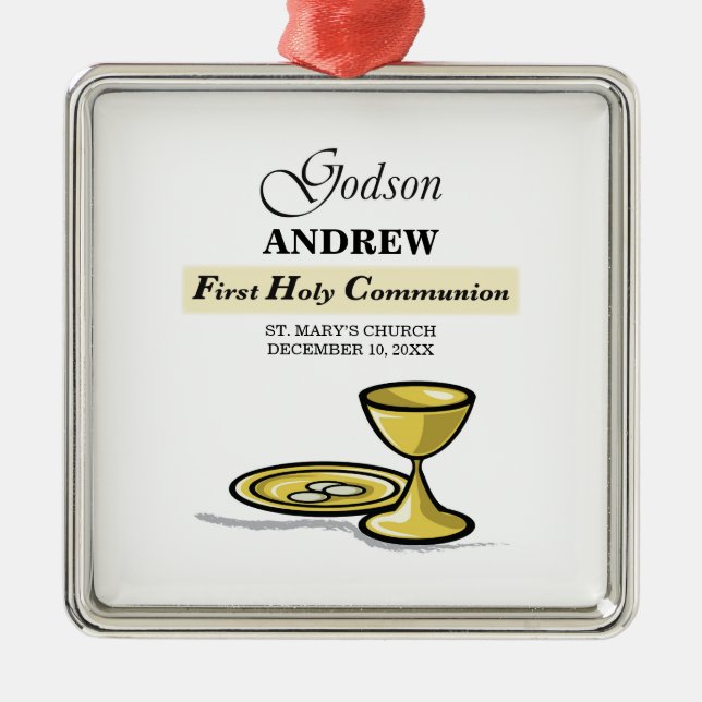 Ornamento De Metal Personalizável, Chalice da Primeira Comunhão Godso (Frente)