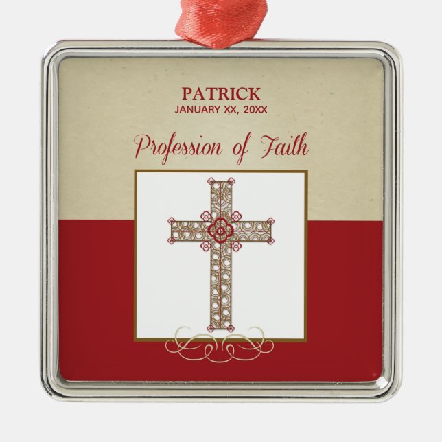 Ornamento De Metal Personalize, Bênçãos RCIA na Profissão de Fé (Frente)