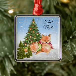 Ornamento De Metal Personalize Raposa de Natal Fofa Animal Férias