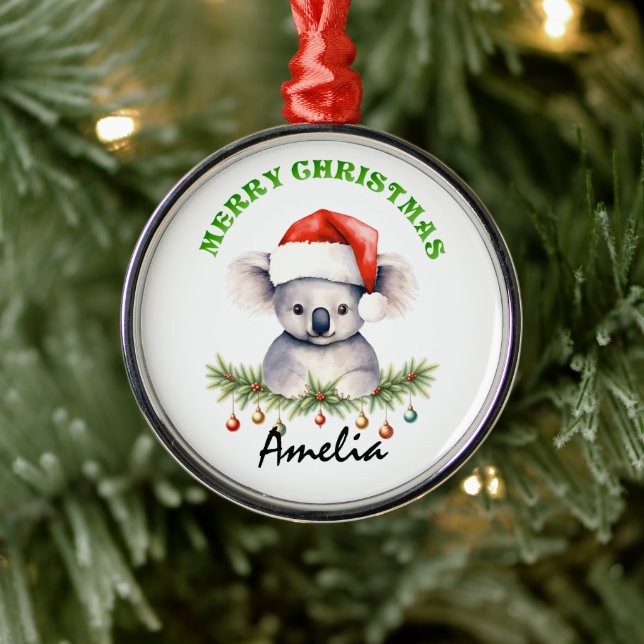 Ornamento De Metal Personalized Christmas Aussie Animals Koala (Árvore)