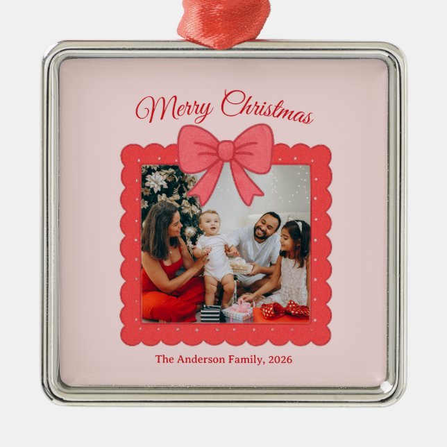 Ornamento De Metal Personalized Cute Christmas Photo Collage  (Frente)