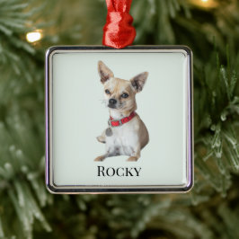 Ornamento De Metal Personalized Dog Photo | Custom Pet Name 
