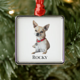 Ornamento De Metal Personalized Dog Photo | Custom Pet Name 