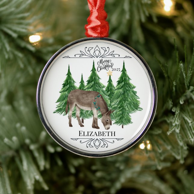 Ornamento De Metal Personalized Donkey Christmas Ornament Keepsake (Árvore)
