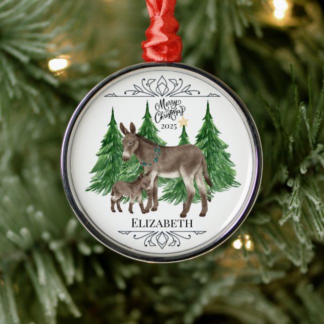 Ornamento De Metal Personalized Donkey Christmas Ornament Keepsake (Árvore)