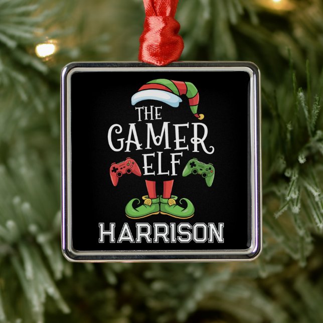 Ornamento De Metal Personalized Gamer Elf Christmas Video Gaming  (Árvore)