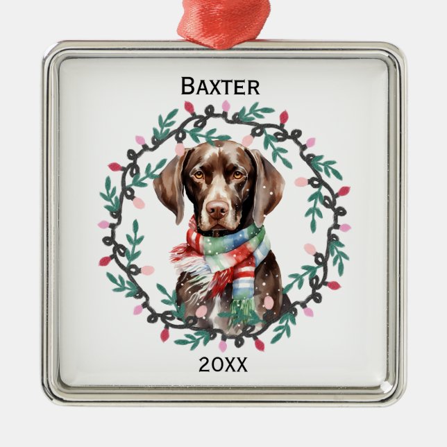 Ornamento De Metal Personalized German Shorthaired Pointer Christmas (Frente)