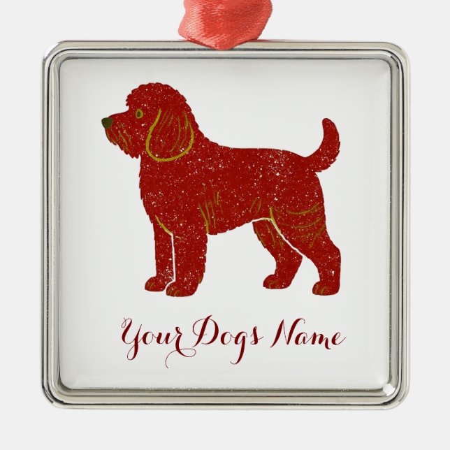 Ornamento De Metal Personalized Golden Doodle Christmas Ornament (Frente)