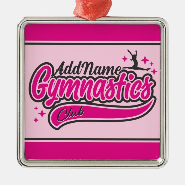Ornamento De Metal Personalized NAME Gymnast Split Leap Gymnastics  (Frente)
