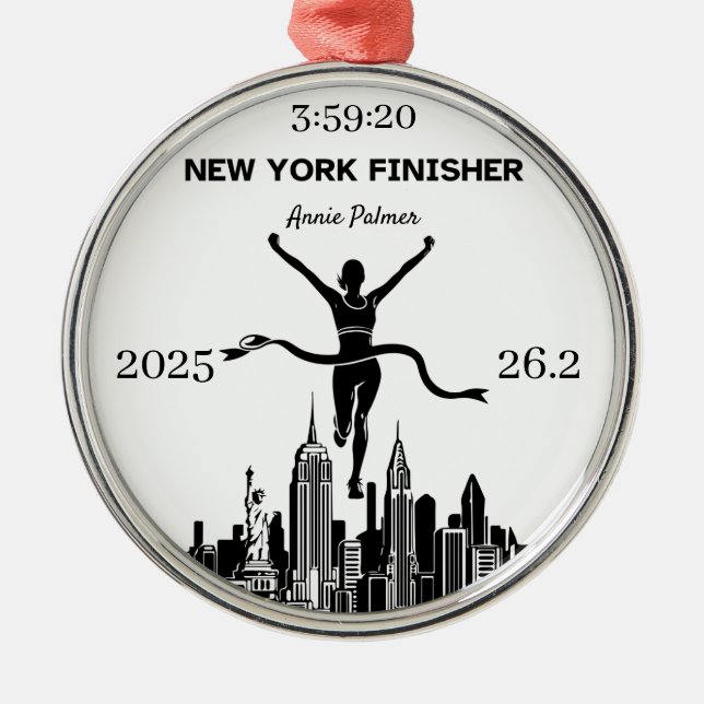 Ornamento De Metal Personalized New York Marathon Finisher Ornament (Frente)