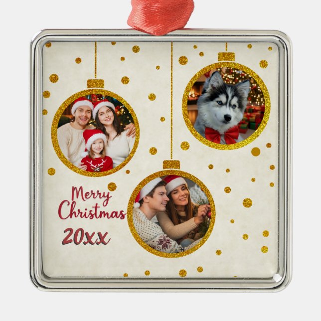 Ornamento De Metal Personalized Photo - Custom Family Holiday Decor (Frente)