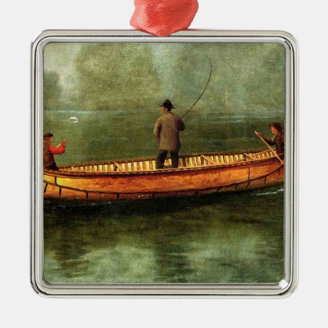 Ornamento De Metal Pesca a partir de uma canoa (Pescadores num barco  (Frente)