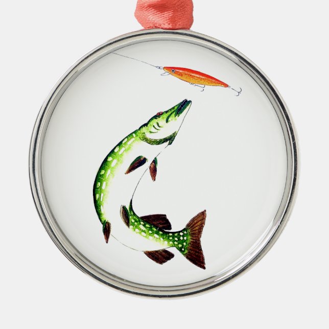 Ornamento De Metal Pesca a pique e pesca a mosca (Frente)