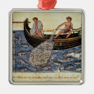 Ornamento De Metal Pesca com uma rede