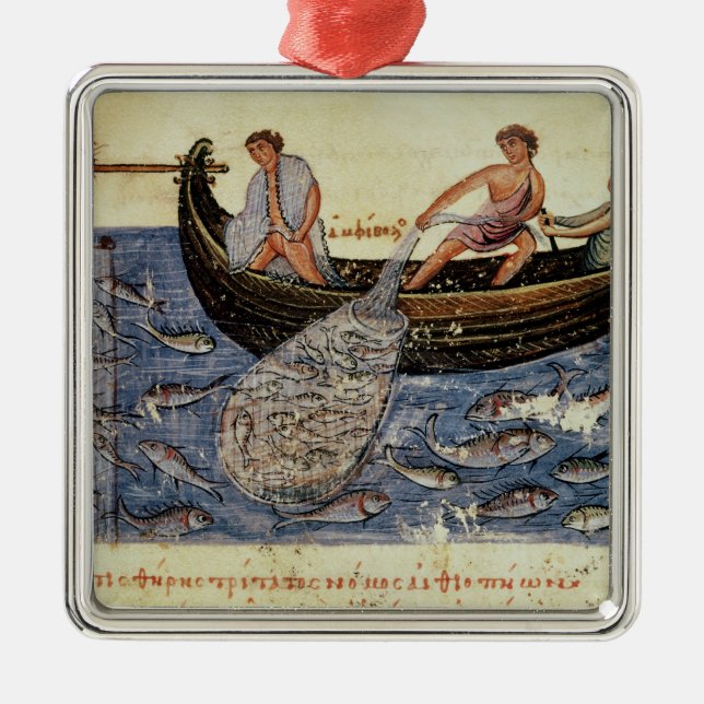 Ornamento De Metal Pesca com uma rede (Frente)